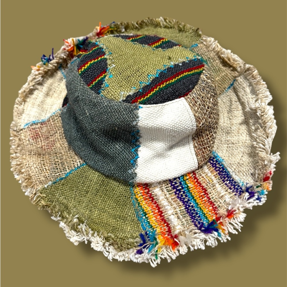Distressed Boho Patchwork Bucket Hat - image 1